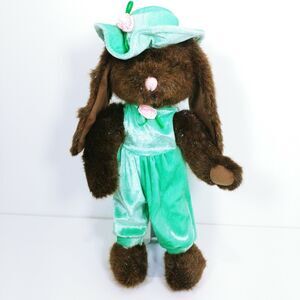 Vtg Kellytoy Sparkle Bunny Velvet long ear tophat Stuffed Animal Plush 1997